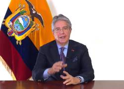 El presidente Guillermo Lasso durante su anuncio televisado este viernes 29 de abril de 2022.