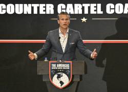 El secretario de Defensa de Estados Unidos, Pete Hegseth, durante un foro de la Coalición de las Américas contra los Cárteles.