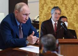 El presidente de Rusia, Vladimir Putin, y el primer mandatario Guillermo Lasso.