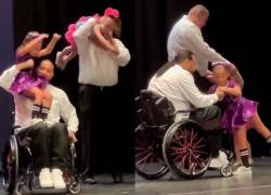Padre en silla de ruedas conmueve al bailar con su hija en una presentación escolar