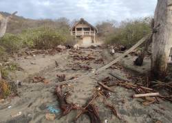 Intensos oleajes destruyeron parte del campamento de tortugas marinas “Reina Laúd” en Manabí.