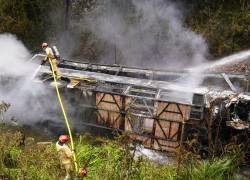 El bus perdió pista y cayó a un barranco.