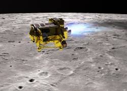 Una imagen sin fecha proporcionada por la Agencia de Exploración Aeroespacial de Japón (JAXA) el 20 de enero de 2024 muestra una ilustración artística del SLIM (Smart Lander for Investigating Moon) navegando sobre la luna.