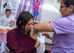 Mujer gestante se aplica la vacuna Tdap en una jornada del MSP, en Quito.