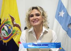 La alcaldesa de Guayaquil, Cynthia Viteri, durante un informe a la ciudad.