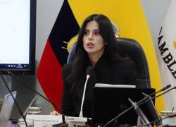 La asambleísta Diana Jácome, de la bancada ADN, presidió la reunión de la mesa legislativa.