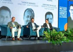 El foro ¿Cuál es el valor económico de la naturaleza? estuvo conformado por Tarsicio Granizo, director de WWF Ecuador (i), Juan Martín Muller, gerente de comunicación de WWF Ecuador, y Mauricio Voivodic, director ejecutivo de WWF Brasil.