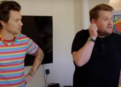 Captura de pantalla del programa The Late Late Show, en el que Harry Styles accedió a que James Corden sea el director de su nuevo videoclip.