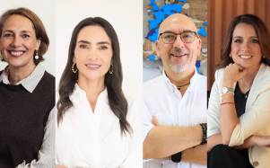 Deborah Gray, fundadora y CEO de Canela; Clara María Reyes, cofundadora de ONCE Comunicación; Patricio “Pato” Jarrín Novoa, gerente de Comunicación y Relaciones Públicas de Holcim Ecuador; y María Fernanda Rumbea, socia de Setenta Treinta.