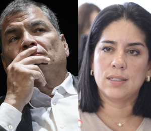 El expresidente Rafael Correa y la abogada Mónica Luzárraga.