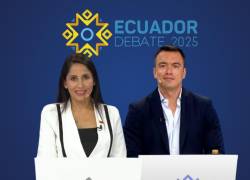 Luisa González y Daniel Noboa se midieron en un tenso debate presidencial este domingo, 23 de marzo de 2025.