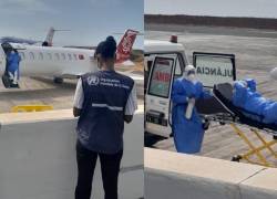 Tres de los contagiados con hantavirus fueron trasladados en aviones ambulancia desde el aeropuerto de Praia.