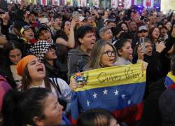 Venezolanos en la Puerta del Sol en Madrid tras caída de Maduro.