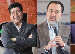 Jorge Yunda, Pabel Muñoz y Juan Esteban Guarderas, precandidatos a la Alcaldía de Quito.