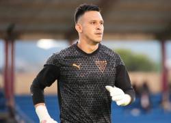 El arquero de Liga de Quito, Gonzalo Valle, en una práctica.