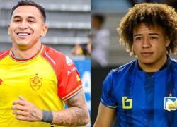 Bruno Miranda es jugador de Aucas, mientras que Erick Mendoza es jugador de Delfín.