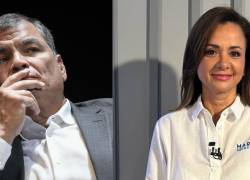 El expresidente Rafael Correa y la prefecta del Guayas, Marcela Aguiñaga.