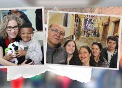 Lucía Trávez, en la foto de la izquierda, junto a uno de los niños que reciben apoyo en su Fundación; y María de Lourdes Ortega, en el centro de la foto derecha, junto a su familia.