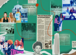 Collage de fotografías del archivo de Gonzalo Abarca expuesto en el proyecto de archivo documental Las Maricas No Olvidamos.