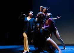 Las artistas Dagmar Naranjo, Nadia Shupingahua, Ximena Pacheco, Emilia Burgos y Darla Alarcón, quienes protagonizan el encuentro cultural.