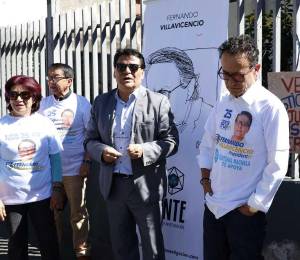 Christian Zurita y Carlos Figueroa encabezaron el encuentro para recordar el crimen de Fernando Villavicencio.