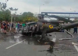 El Ejército Ecuatoriano informa sobre el accidente del helicóptero Gazelle con matrícula E-374 en la Avenida Universitaria, en las inmediaciones de la Universidad Técnica de Portoviejo.