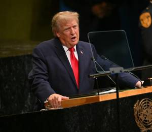 El presidente de Estados Unidos, Donald Trump, en su intervención ante la 81.ª Asamblea General de las Naciones Unidas, este 22 de septiembre de 2026