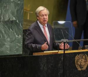 El secretario general de la ONU, António Guterres, pronuncia su último discurso durante el 81.º período de sesiones de la Asamblea General de las Naciones Unidas.