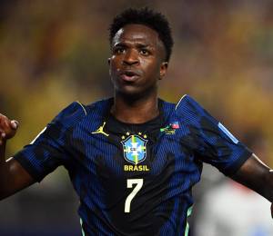 Vinícius Júnior celebrando el tercer gol anotado de Brasil frente a Haití en el Mundial 2026.