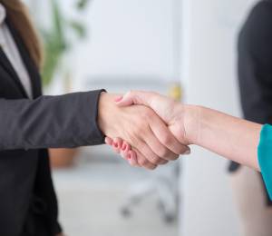 Dos personas se dan la mano tras cerrar un trato.