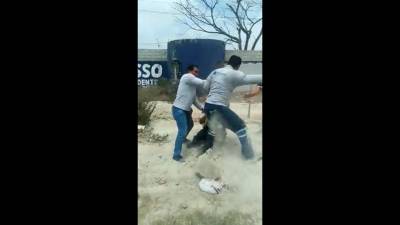 Graban violenta golpiza a agente de la CTE en v&iacute;a a Samborond&oacute;n