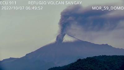 En promedio, el volc&aacute;n activo Sangay genera 35,5 explosiones cada hora