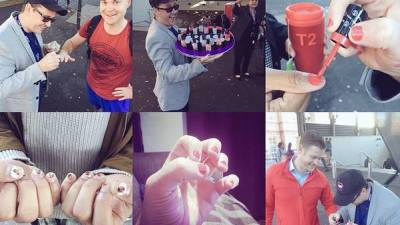 Hombres se pintan las uñas para apoyar a Bruce Jenner Hombres se pintan las uñas para apoyar a Bruce Jenner