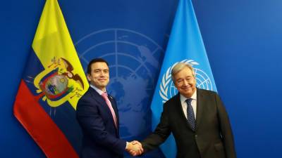 Noboa habla con secretario general de ONU, Antonio Guterres, sobre desafíos que enfrenta Ecuador Noboa habla con secretario general de ONU, Antonio Guterres, sobre desafíos que enfrenta Ecuador