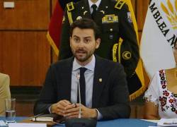 Presidente de la Asamblea Niels Olsen, en una Rueda de Prensa.