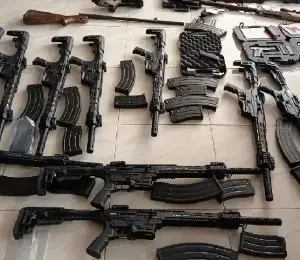 Al menos diez fusiles y dos rifles formaban parte del arsenal incautado.