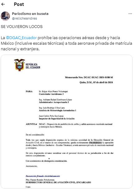 $!En redes sociales, varias cuentas replicaron supuesto comunicado oficial que prohibía operaciones aéreas desde y hacia México.