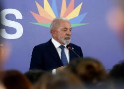 El presidente de Brasil, Luiz Inácio Lula da Silva, habla en una rueda de prensa durante la cumbre de los BRICS este lunes, en Río de Janeiro.