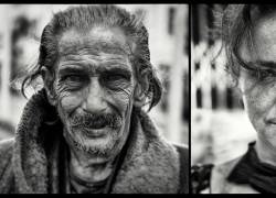 En la composición podemos encontrar un retrato del fotógrafo Simon Brauer, a la derecha están dos de los retratos realizados por el artista para su proyecto titulado Mantra.