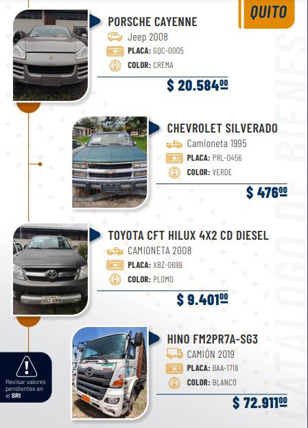 $!El listado de carros que van a subasta, con precios desde $476 dólares, y los requisitos para participar