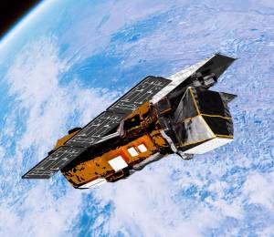 Ilustración realizada por el Laboratorio de Imágenes Conceptuales del Centro de Vuelo Espacial Goddard de la NASA donde se aprecia el telescopio Swift orbitando sobre la Tierra.