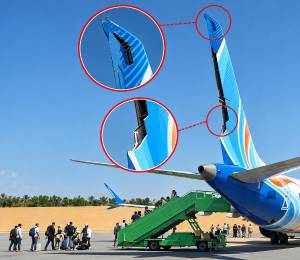 El estabilizador vertical que permite girar a un lado u otro se desprendió por la alta velocidad que alcanzó este Boeing 737MAX de FlyDubai..