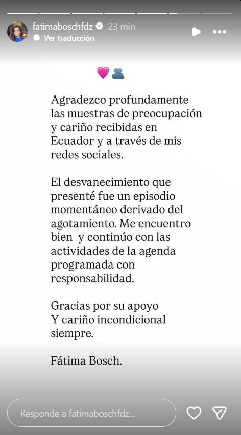 $!Fátima Bosch agradeció las muestras de cariño a sus seguidores.