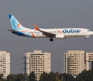 Imagen de archivo de un avión de la compañía Flydubai aterrizando en Tel Aviv.