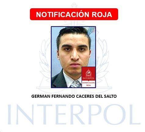 Interpol emite alerta roja para capturar a Germán Cáceres