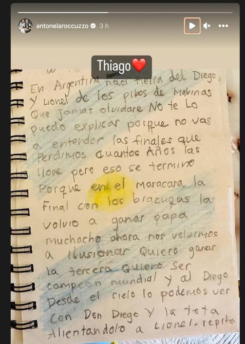 $!El emotivo mensaje de Thiago Messi para su padre Lionel antes de la final del Mundial