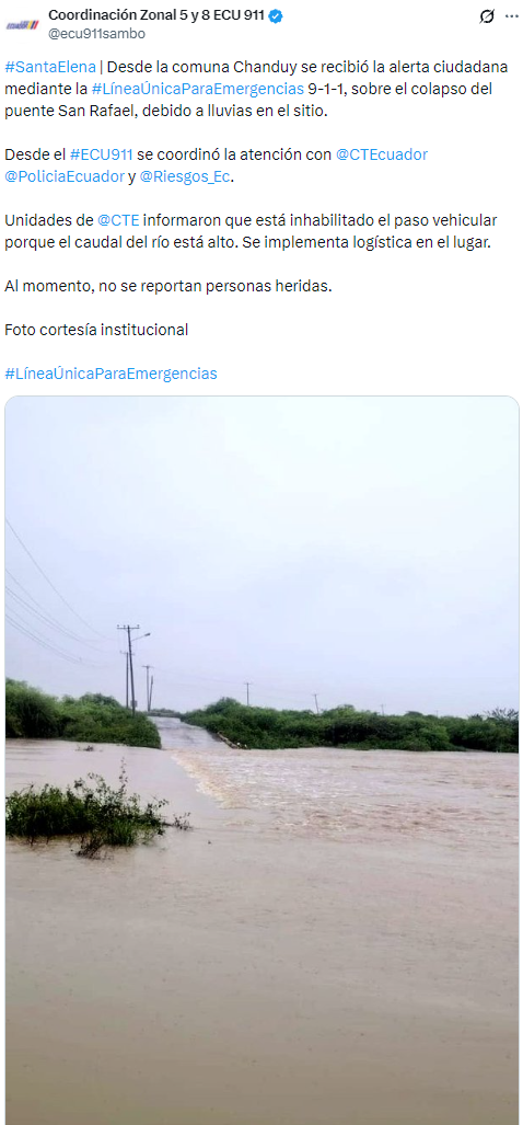 $!Estado de la vía en la comuna San Rafael, Chanduy.