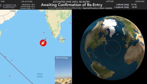 Un segmento del cohete chino cayó en el Océano Índico