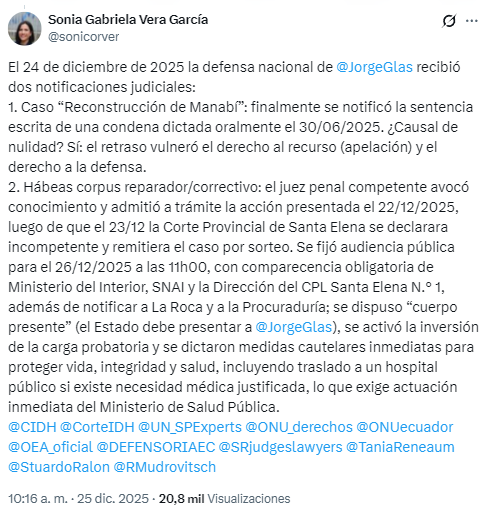 $!Declaraciones de la Defensa de Jorge Glas.