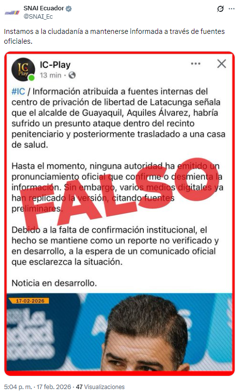 $!Pronunciamiento del SNAI sobre noticias de Aquiles Alvarez